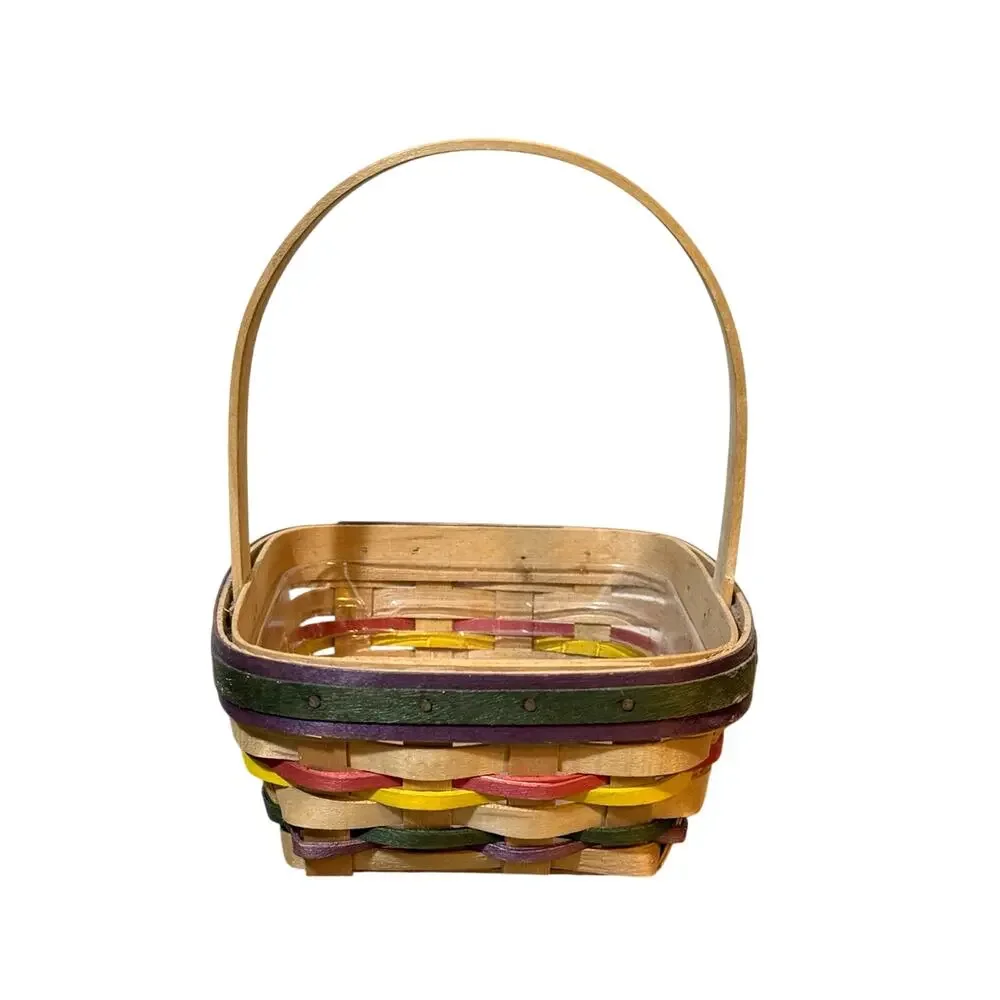 Vintage 1998 Longaberger Hand Woven Basket Wood Swing Handle USA 8